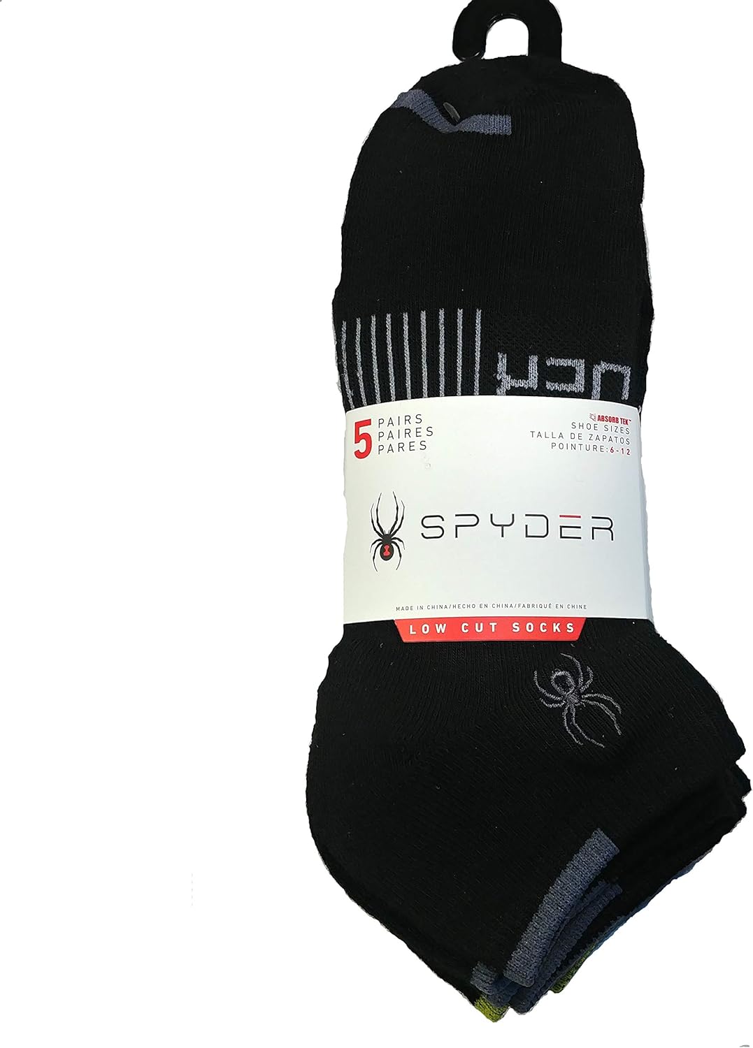 Spyder 5pair Low Cut Black Socks with Logo Clothing