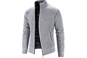 Men's Thicken Hooded Cardigan Sweater 2023 Winter Thermal Sweaters Coat Full Zip Quilted Jacket Business Casual Knit Outwear