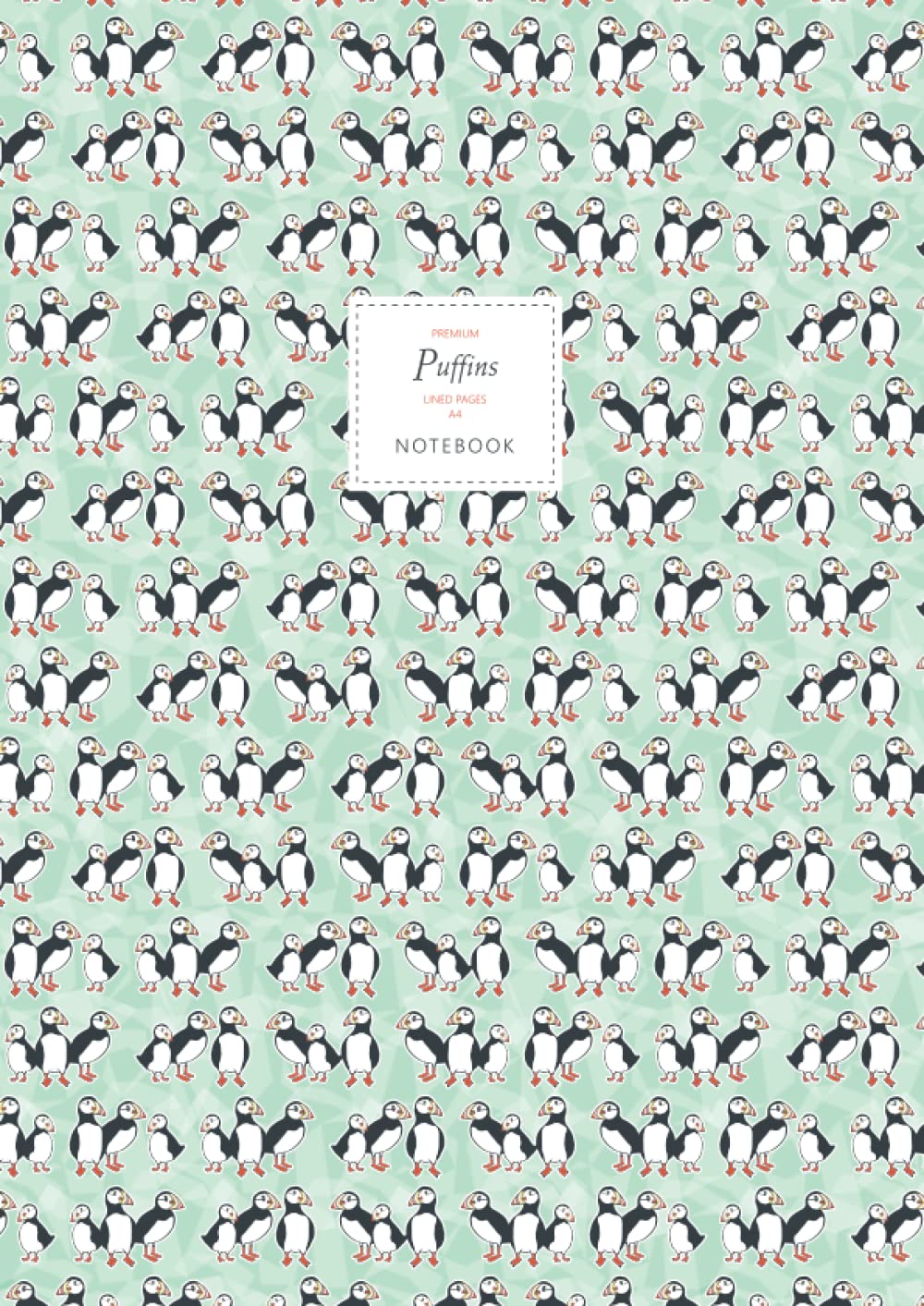 Puffins Notebook - Lined Pages - A4 - Premium: (Spring Green Edition) Fun notebook 192 lined pages (A4 / 8.27x11.69 inches / 21x29.7cm)
