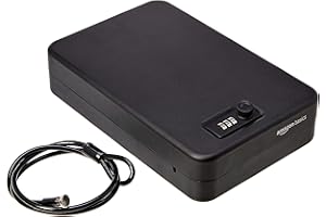 �鶹�� Basics Portable Security Case Lock Box Safe, Small Lock Box with Code, for College Dorm Room, Home, Combination Lock, 