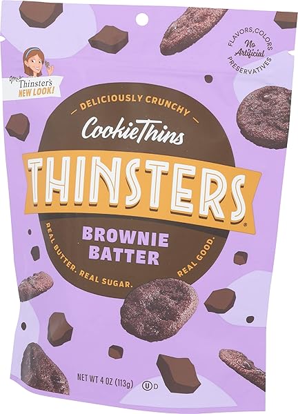 THINSTERS COOKIES, BROWNIE BATTER COOKIE THINS, 4 OZ PACK