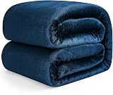 EHEYCIGA Fleece Blanket Navy Queen 220x240cm Soft Flannel Throw