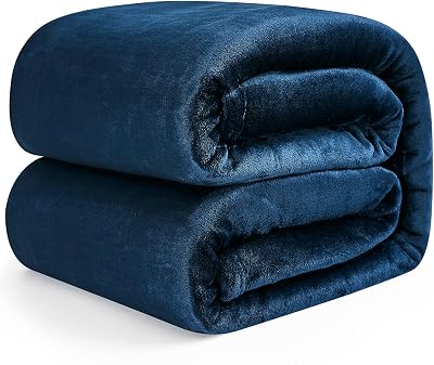 EHEYCIGA Fleece Blanket Navy Queen 220x240cm Soft Flannel Throw