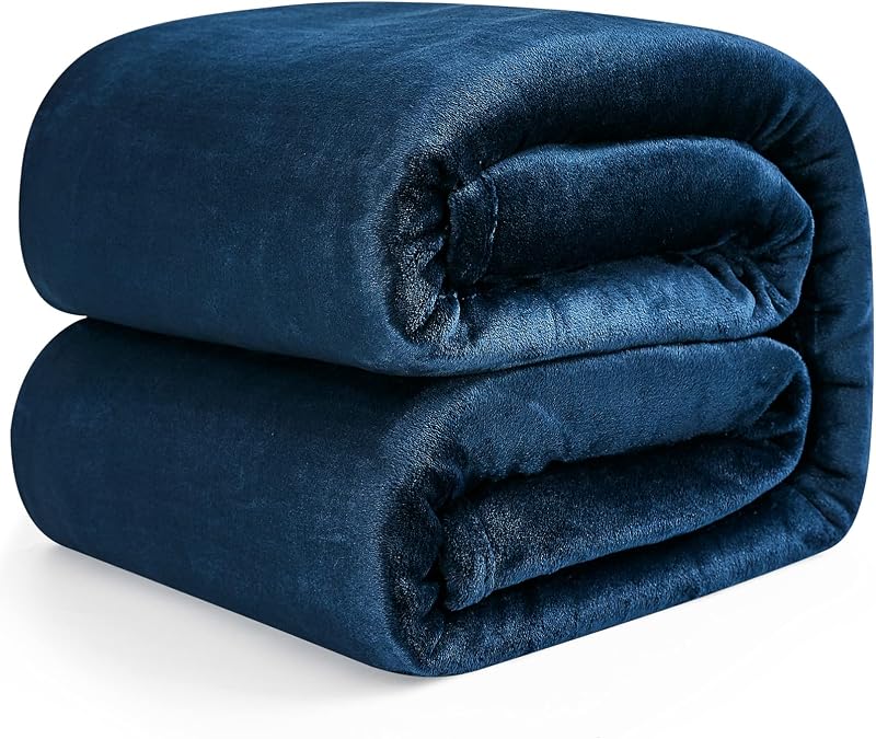 EHEYCIGA Fleece Blanket Navy Queen 220x240cm Soft Flannel Throw