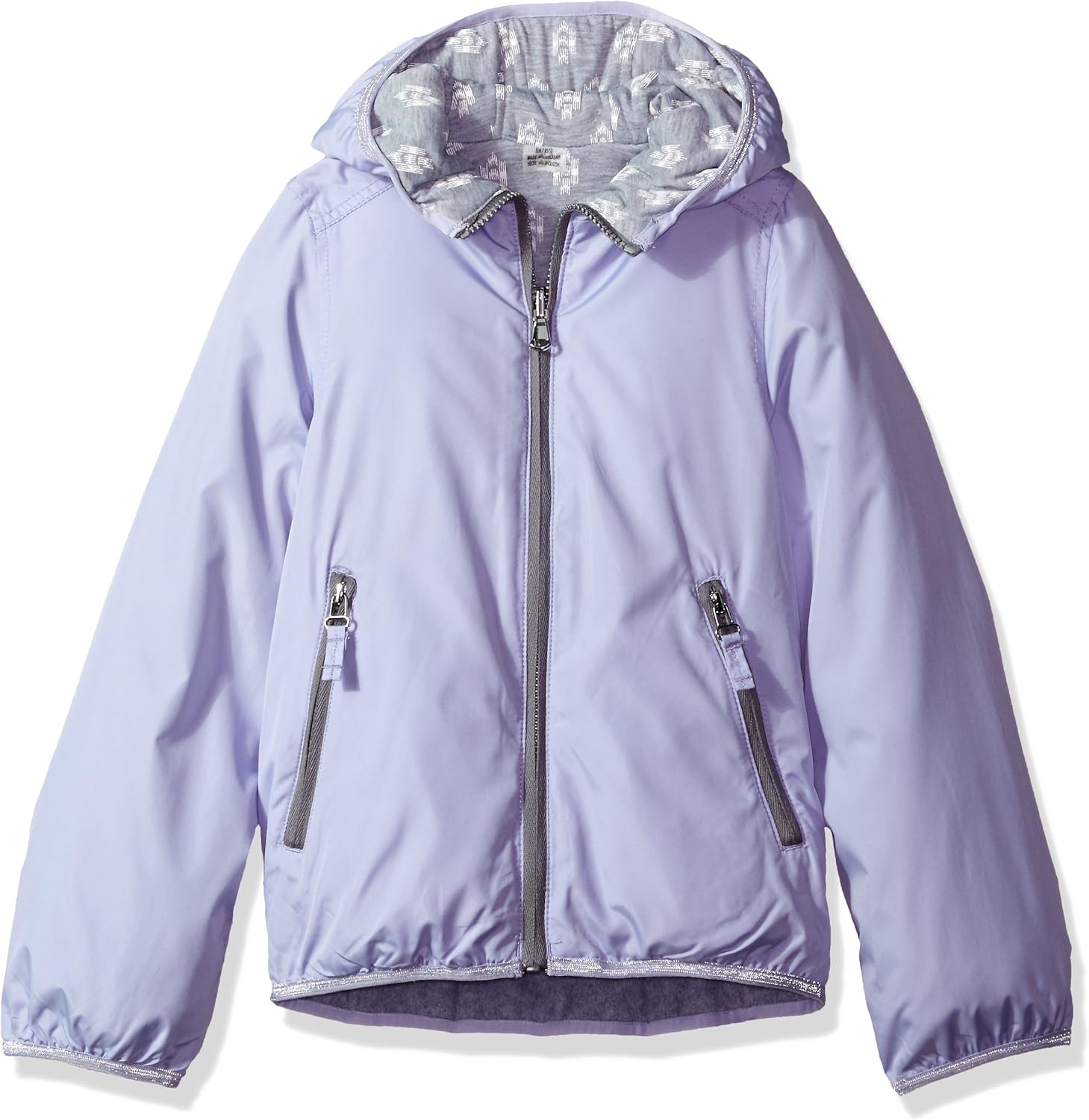 LONDON FOG Girls' Big Reversible Jacket with Hood, Lavender