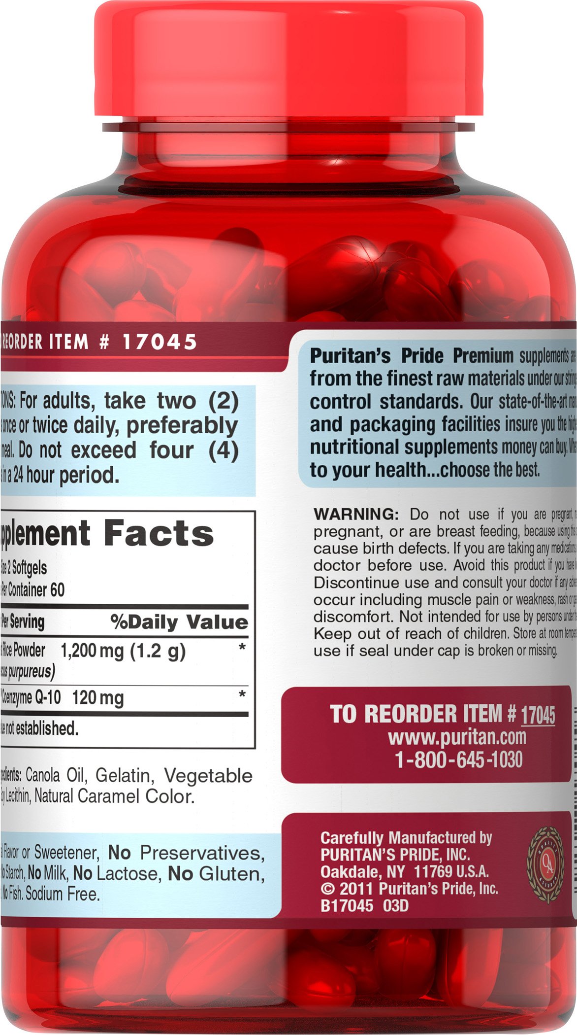 Co Q10 Q Sorb Plus Red Yeast Rice 120 Rapid Release Softgels Puritans