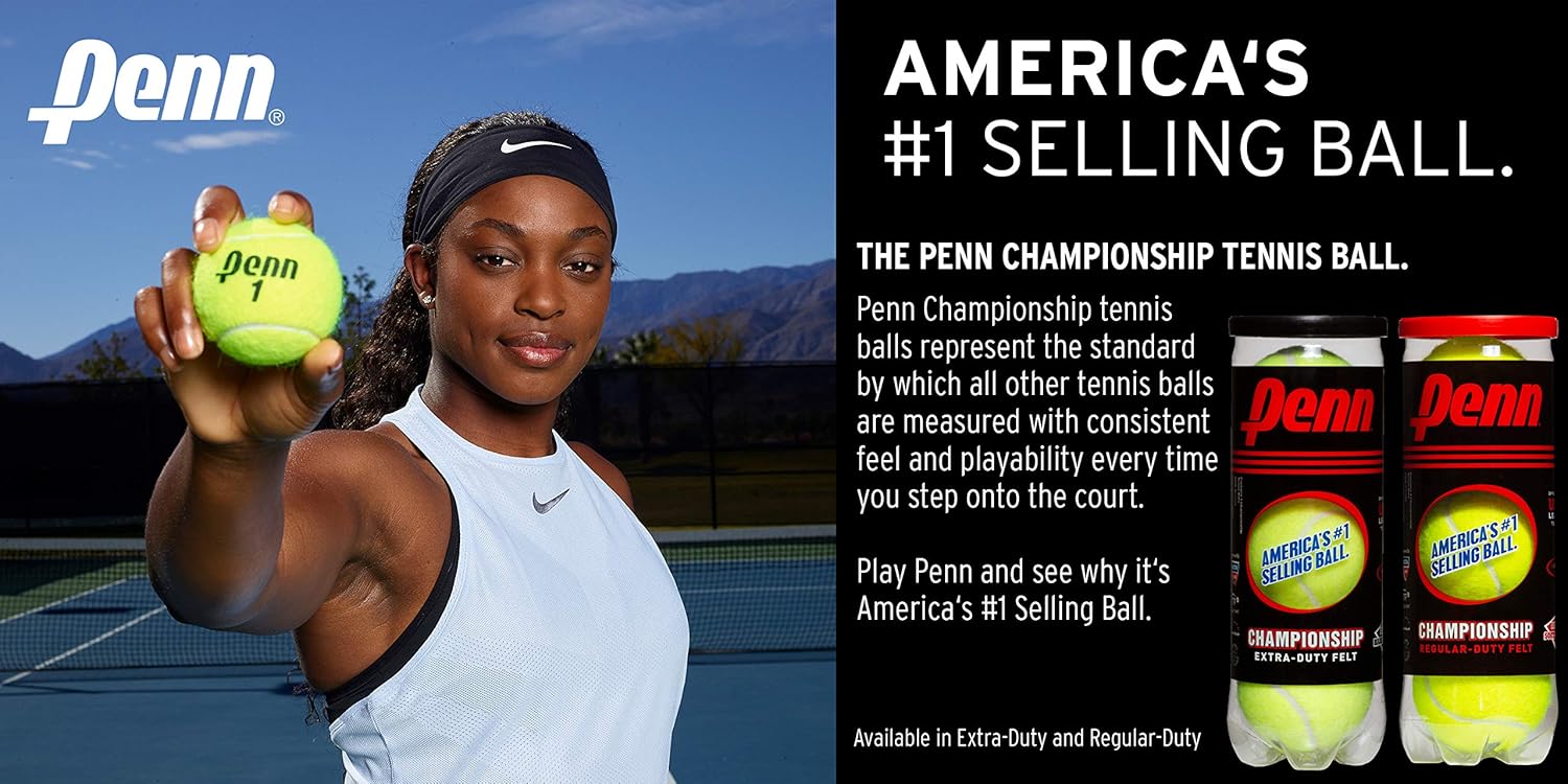 Penn Championship Tennis Balls - Regular Duty Felt Pressurized Tennis Balls - 12 Cans, 36 Balls : Sports & Outdoors