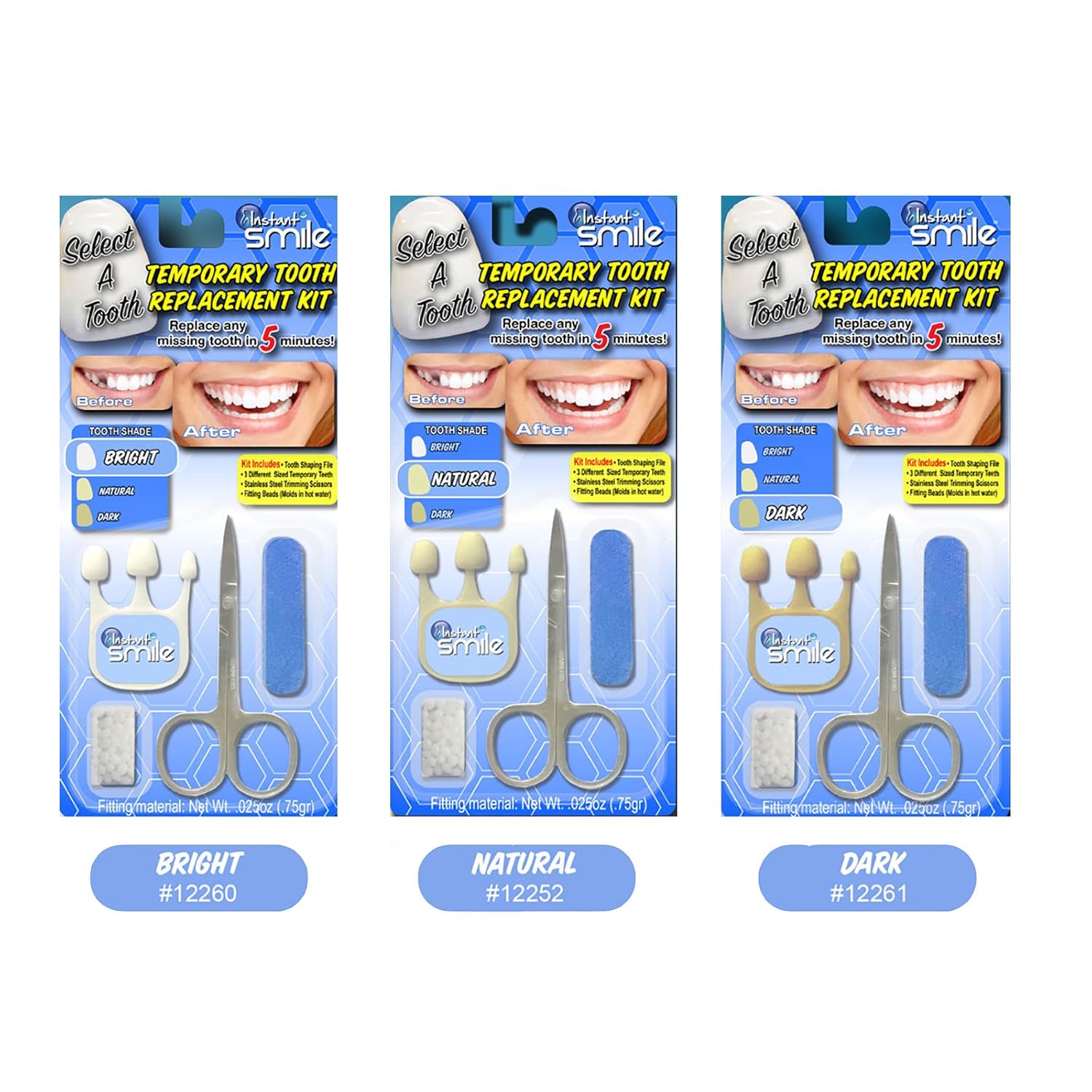 Instant Smile Select A Tooth Temporary Tooth Replacement Kit- Dark: Beauty