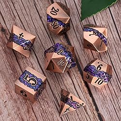 Polyhedral Metal Dice DND,RPG Purple Glitter Stripe