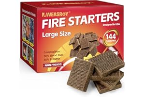 AWEASROY Fire Starter 144 Squares, Upgrade Larger Size Fire Starters for Fireplace, Wood Stove, Campfires, Grill,Indoor, 15 Mins Long-Lasting Burn Waterproof BBQ Fire Starter Cubes
