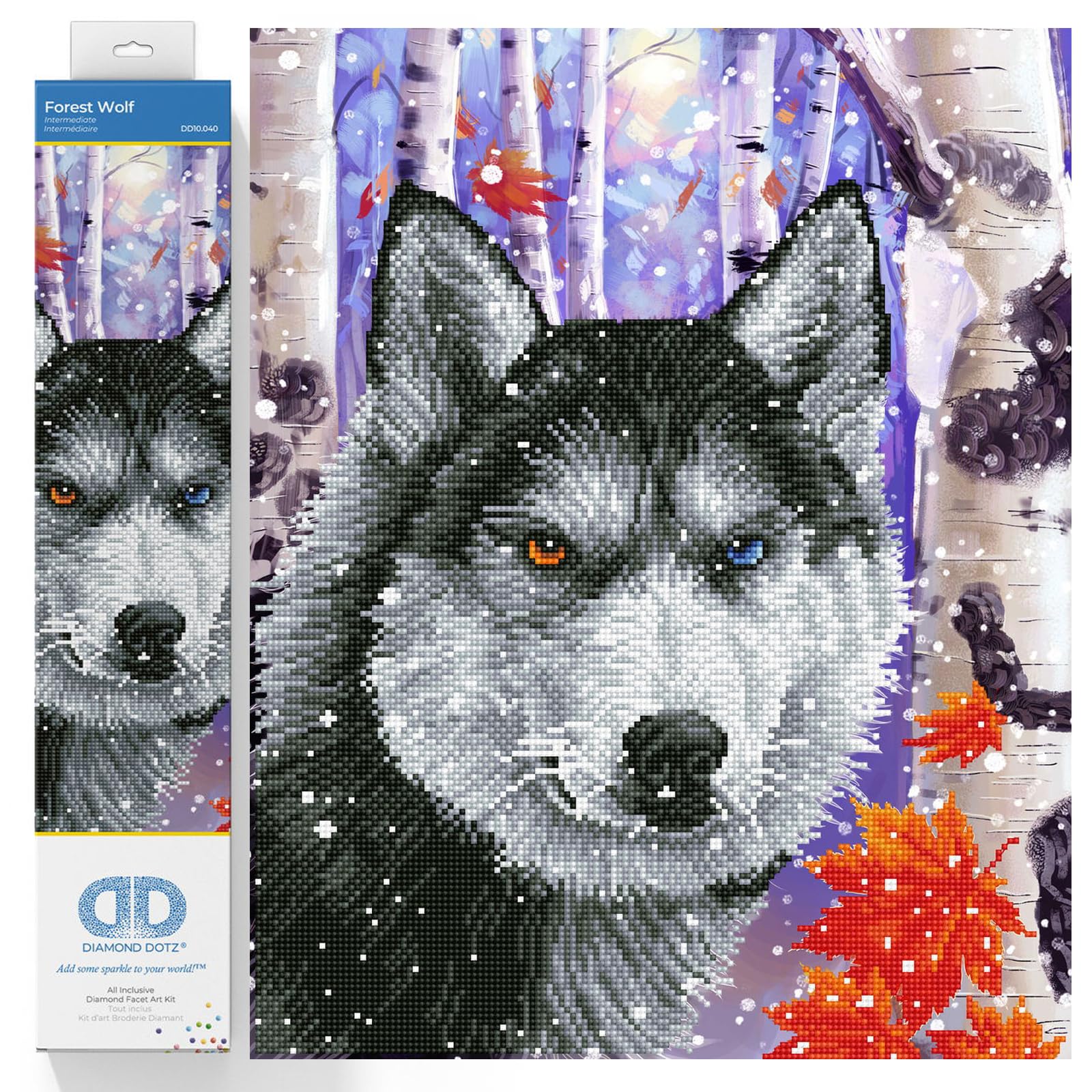DIAMOND DOTZ DD10 Intermediate Kit, Forest Wolf, 40 x 50 cm