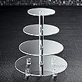 4 Tier Cupcake Stand, Round Acrylic Cupcake Tower, Multi Tiered Cake Stand, Large Clear Holder for Dessert Table Display, Weddings, Graduations, Birthday, Tea Party, Baby Shower, Donut Tree, Pastry