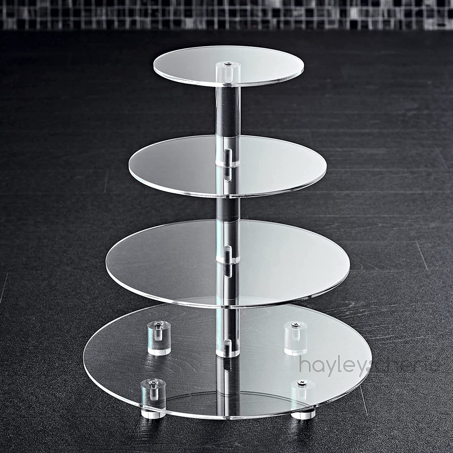 Photo 1 of 4 Tier Cupcake Stand, Round Acrylic Cupcake Tower, Multi Tiered Cake Stand, Large Clear Holder for Dessert Table Display, Weddings, Graduations, Birthday, Tea Party, Baby Shower, Donut Tree, Pastry