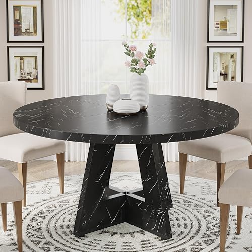 Tribesigns 47 inch Round Dining Table Wood Kitchen Table for Dining ...