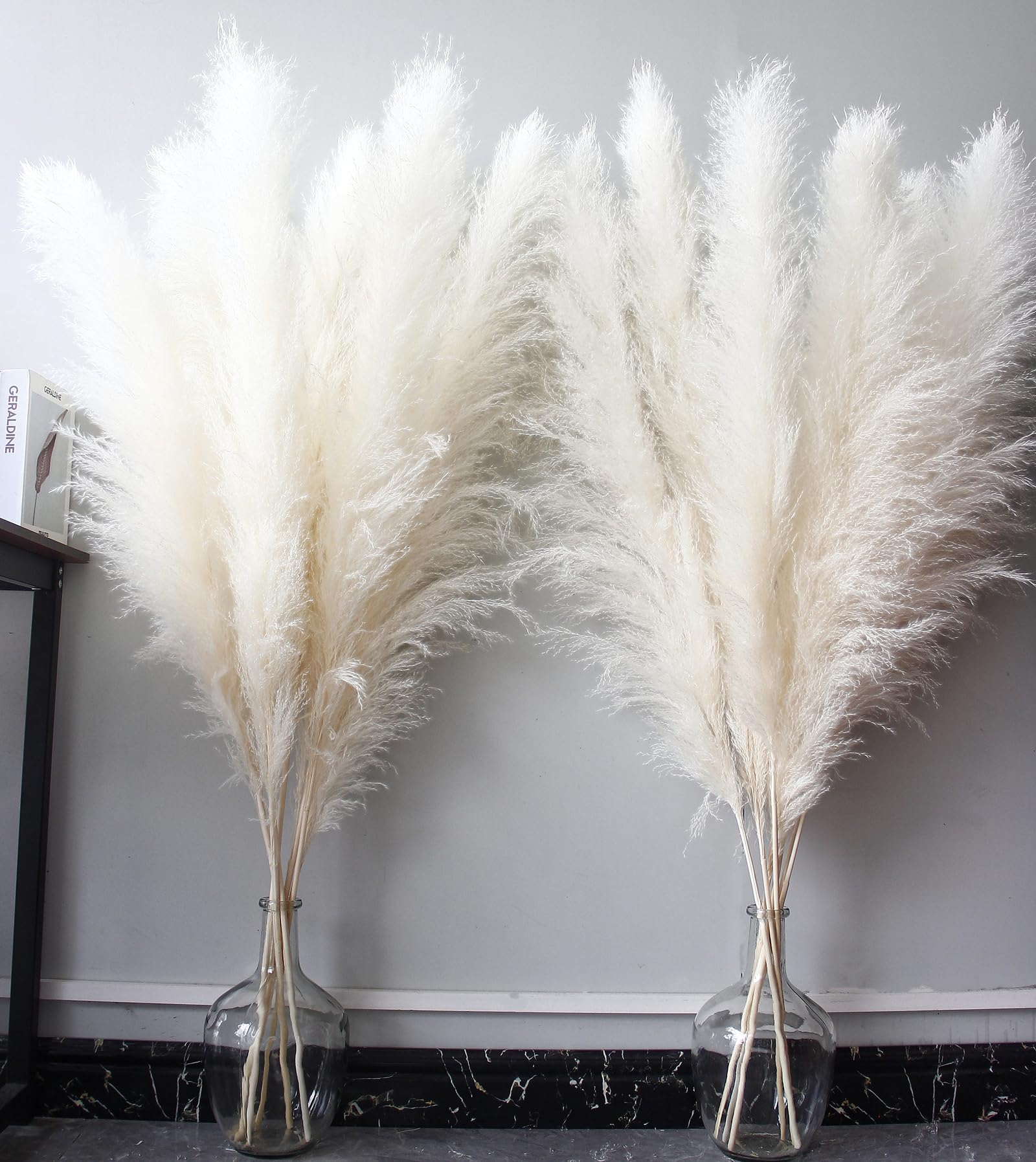 Bannifll 10 x 118cm White Pampas Grass Stems Natural Dried Plants Dried Flowers for Wedding Natural Home Decor Wall Grass Glamour Decor