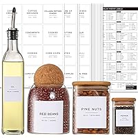 308 Kitchen Pantry Labels for Food Containers, 3 Sizes White Minimalist Labels for Organizing, Food Labels for Jars, Storage 