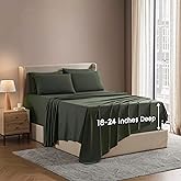 Nestl Extra Deep King Sheet Set - 6 Piece Breathable & Cooling Sheets - Hotel Luxury Bedding Set w/18-24 Inch Deep Pockets - Easy & Secure Fit - Super Soft, Wrinkle Free & Comfy - Olive Green