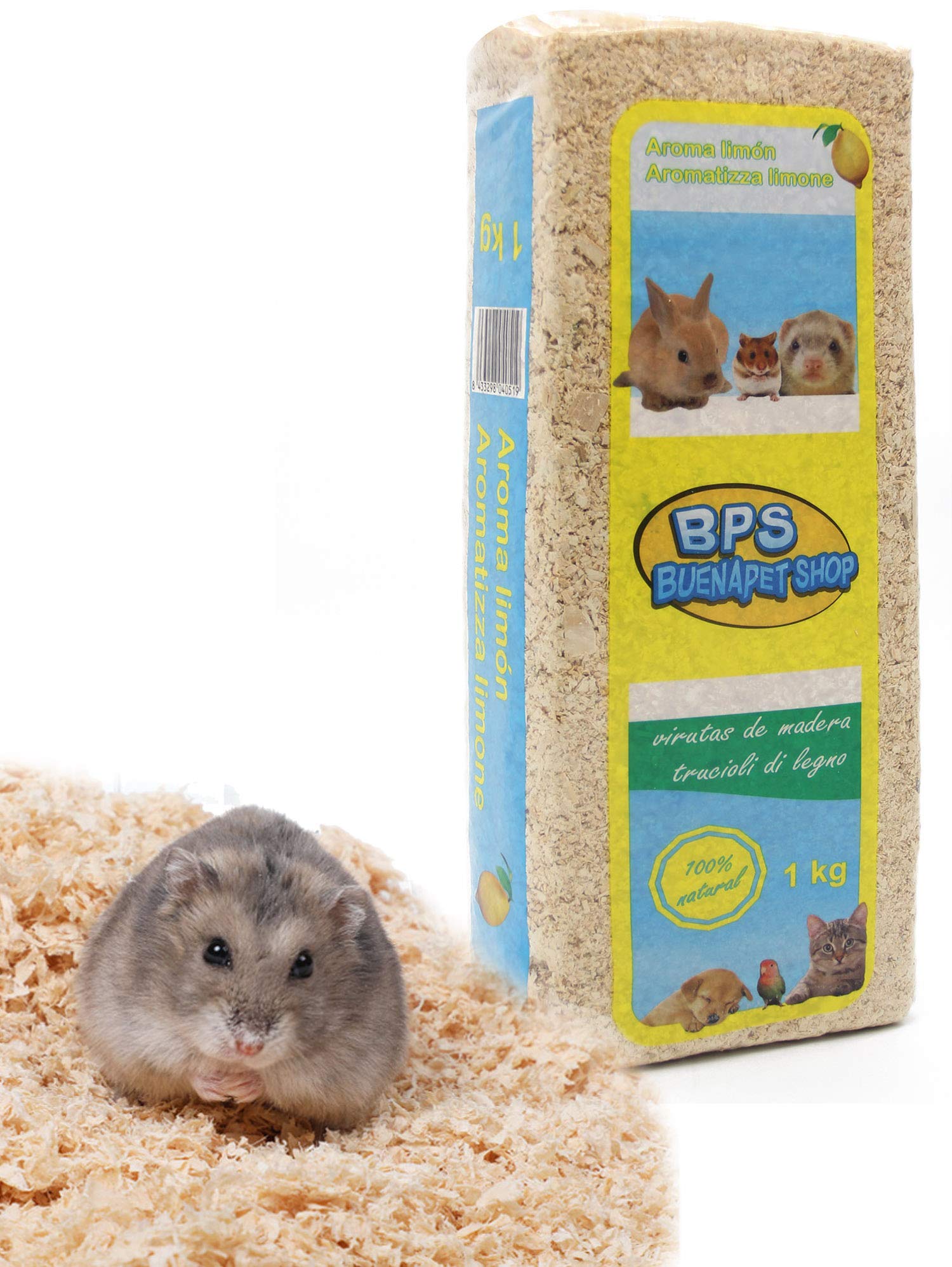BPS Wood Chips Pet Litter Sawdust for Cats Small Animals Hamsters Rabbits Parrot Squirrel Hedgehog Various Packs (1 kg, Lemon Flavour) BPS-4051