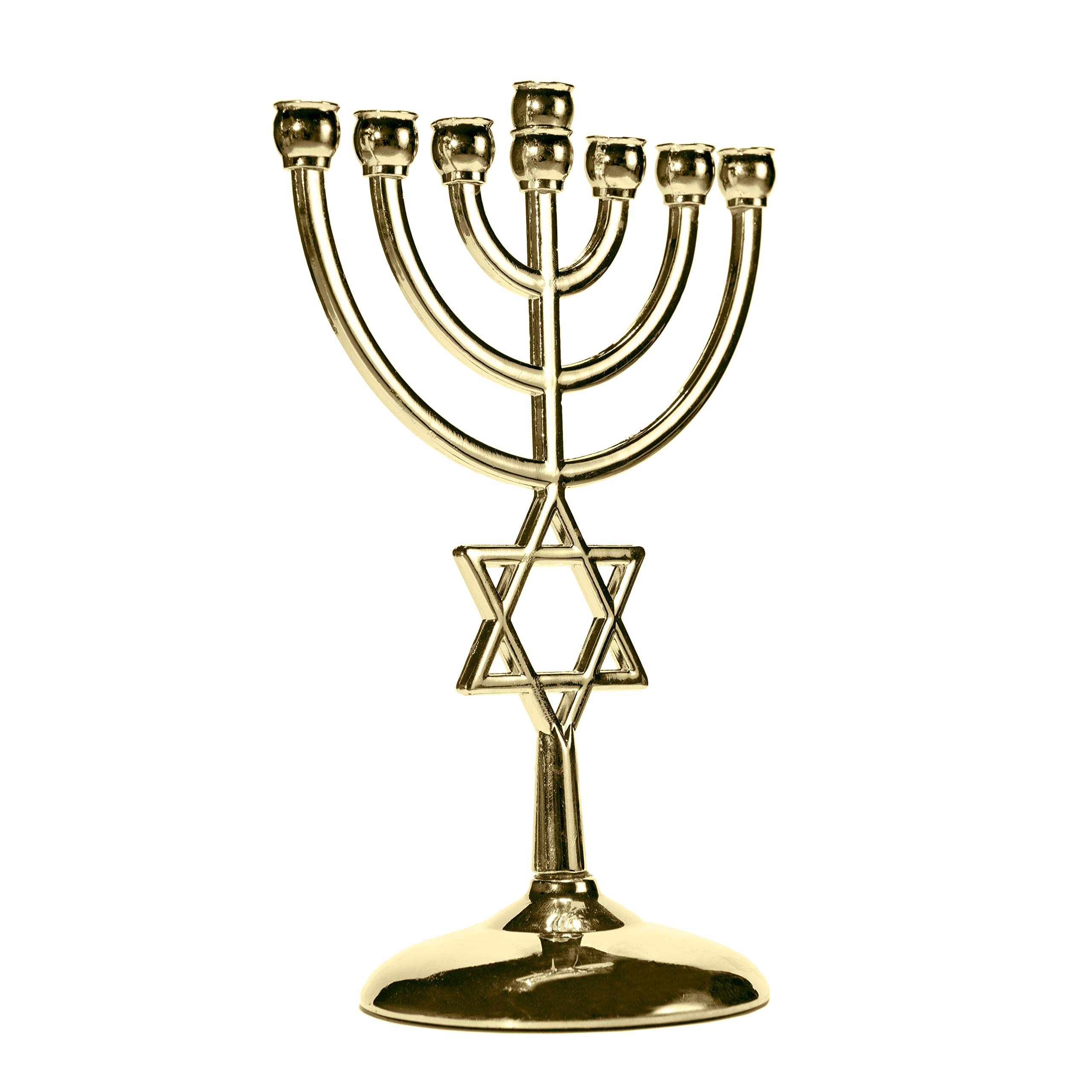 Star Of David Gold Candle Holder Decorative Judaica 7 Branch Israel Jewish Symbol Menorah
