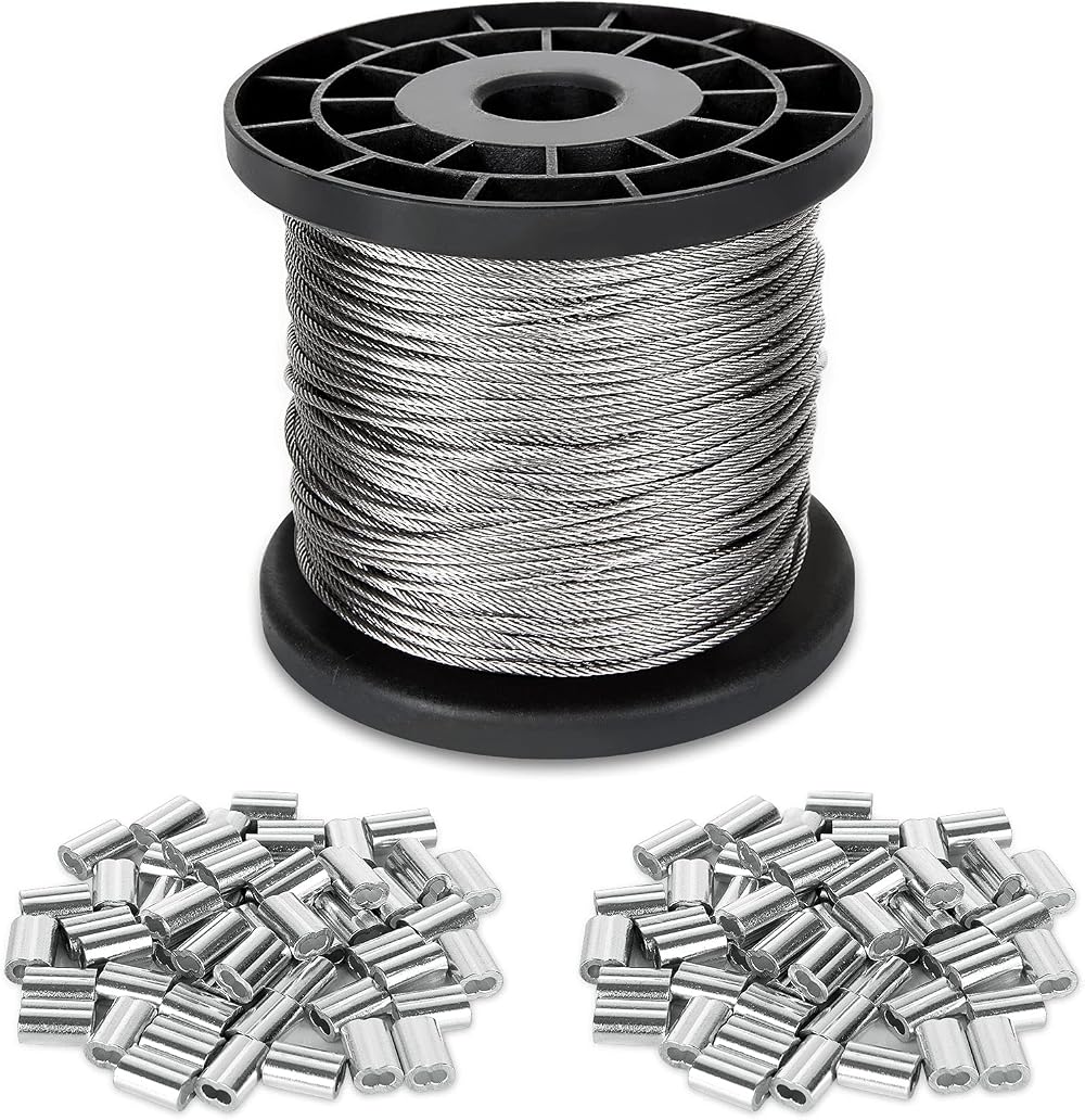 SENENQU ShanQian 1/16 Wire Rope 1.5mm Stainless Steel Cable 100m with 100