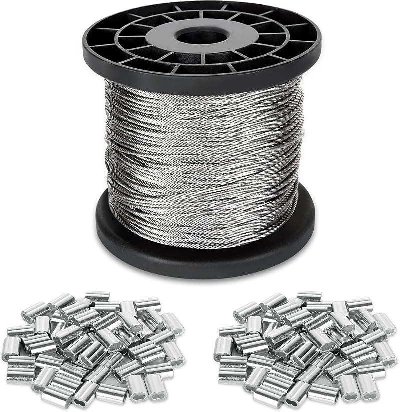 SENENQU ShanQian 1/16 Wire Rope 1.5mm Stainless Steel Cable 100m with 100