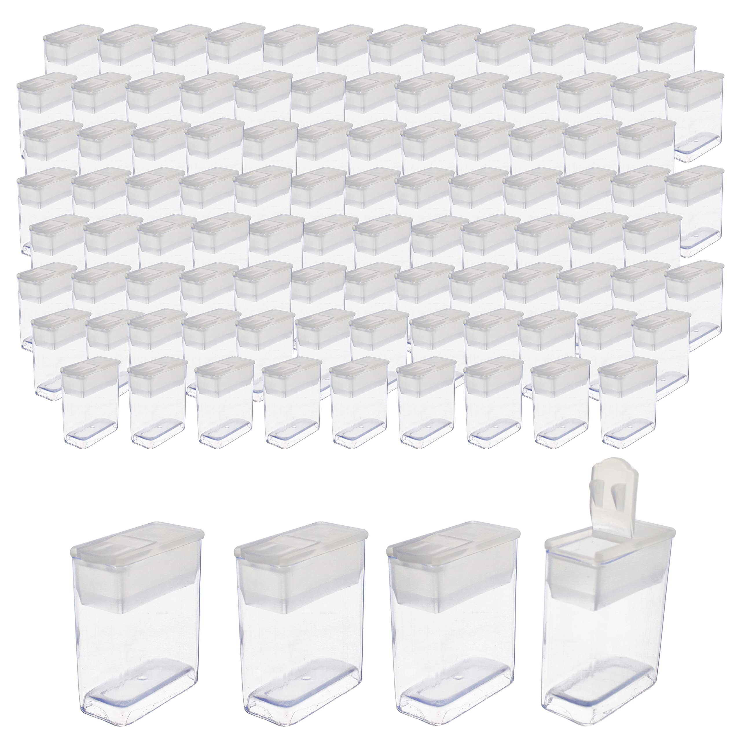 The Beadsmith Clear Plastic Boxes - Rectangle with a Flip Top Cap - 7/16” x 1” x 1-1/4” - Use for Beads, Bath Salts, Wedding & Party Favors, Home or Office Storage - Bag of 100