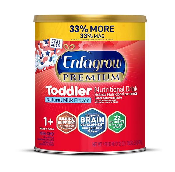ENFAGROW PREMIUM TODDLER MILK NUTRITIONAL DRINK, ENFAGROW TODDLER DRINK, TRY OUR BRAIN-SUPPORTING TRIO, 32OZ CAN