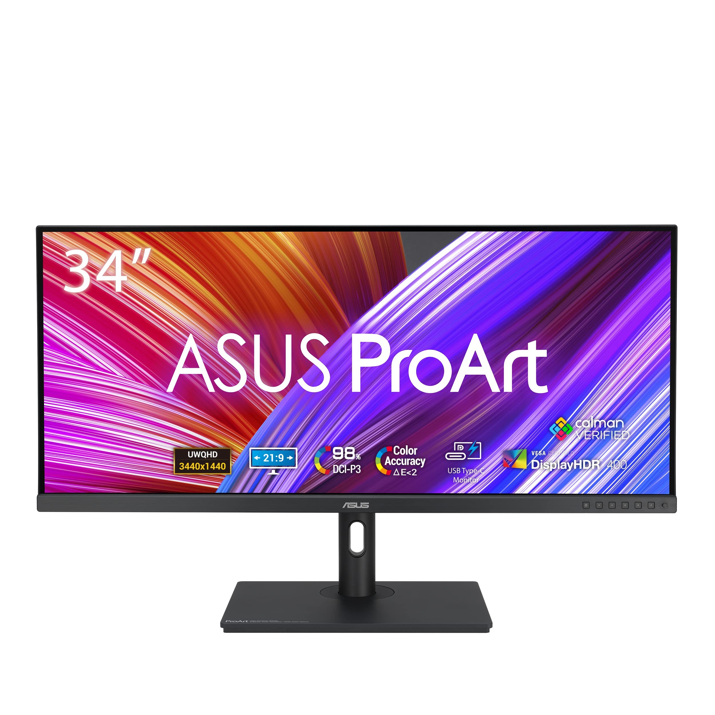ASUS 34-Inch ProArt Monitor - 21:9 QHD, 120Hz, 98% DCI-P3, Calman Verified, USB-C - For Laptop & Mac