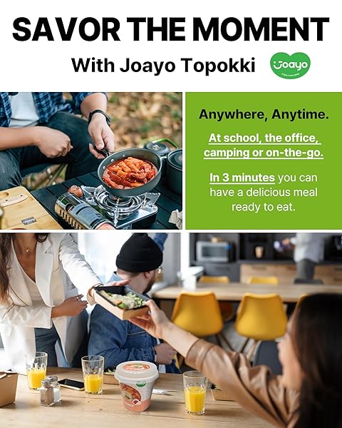 JOAYO CHEESE TTEOKBOKKI RICE CAKES W/SPICY & RICH FLAVORFUL SAVORY SAUCE [2-PACK] KOREAN STREET FOOD EASY K-FOOD INSTANT MICROWAVABLE SNACK MULTICOLOR