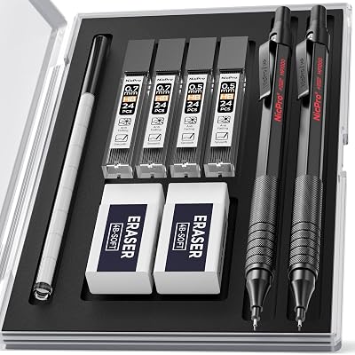 Nicpro MP1000 Mechanical Pencil Set 0.5mm 0.7mm with Case