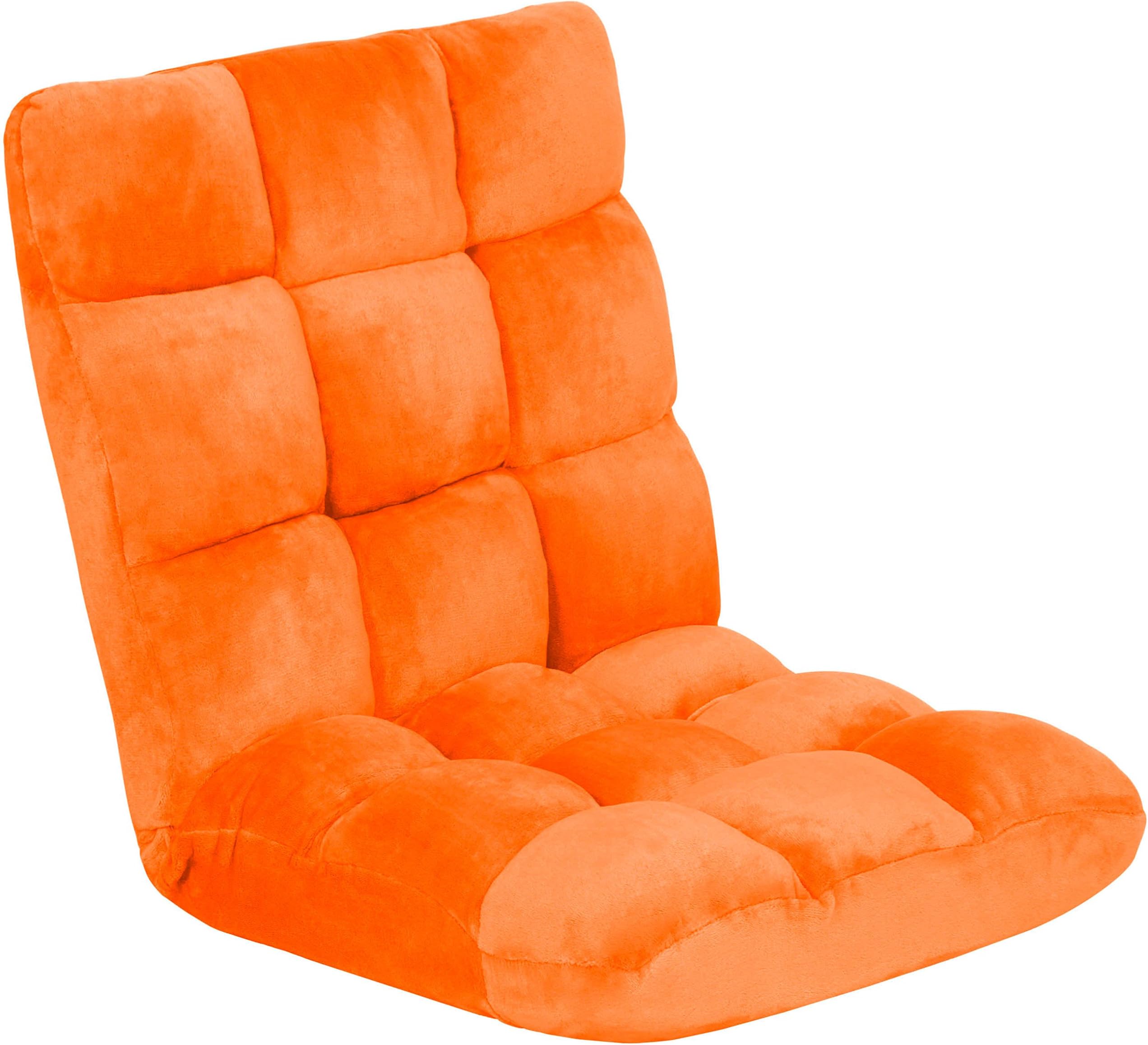 Best Choice Products 14-Position Folding Adjustable Memory Foam Cushioned Padded Gaming Floor Sofa Chair - Orange