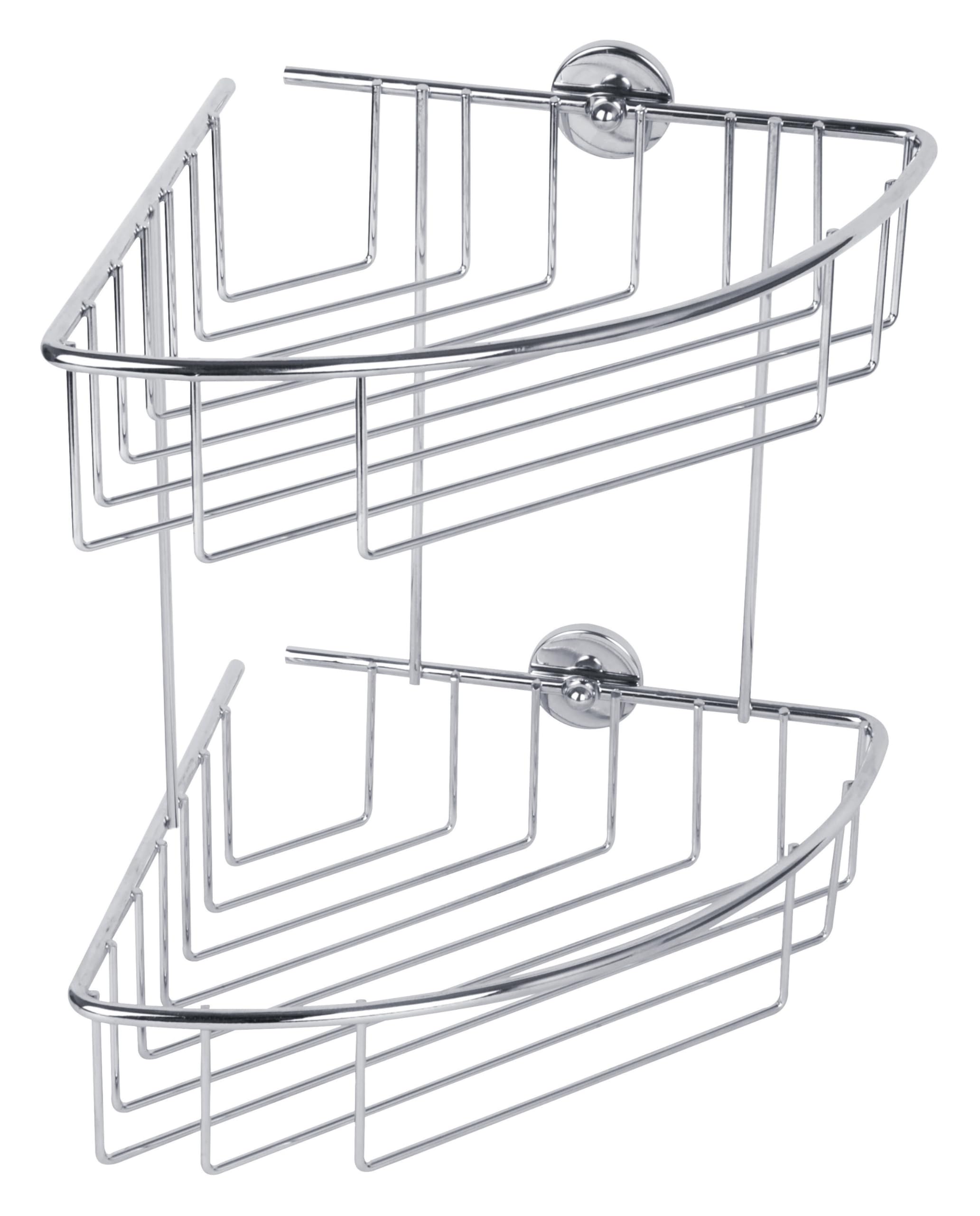 tesa Baath corner shower caddy, chromed steel, self-adhesive, adhesive mounting technology, 275mm x 203mm x 205mm