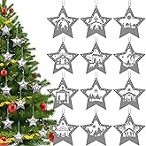 60 Pcs Christmas Nativity Scene Ornaments Christmas Wooden Hanging Ornament Star Shaped Wooden Ornaments Jesus Ornament Nativity Scene Keepsake for DIY Handmade Wedding Christian Holidays