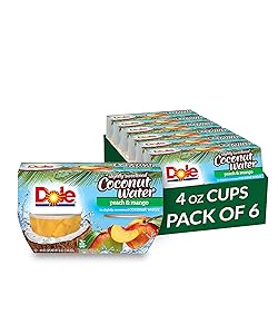 Dole Fruit Bowls, Peach & Mango in Slightly Sweetened Coconut Water, 4 Count, 4 Ounce Cups (Pack of 6) - 24 Total Cups