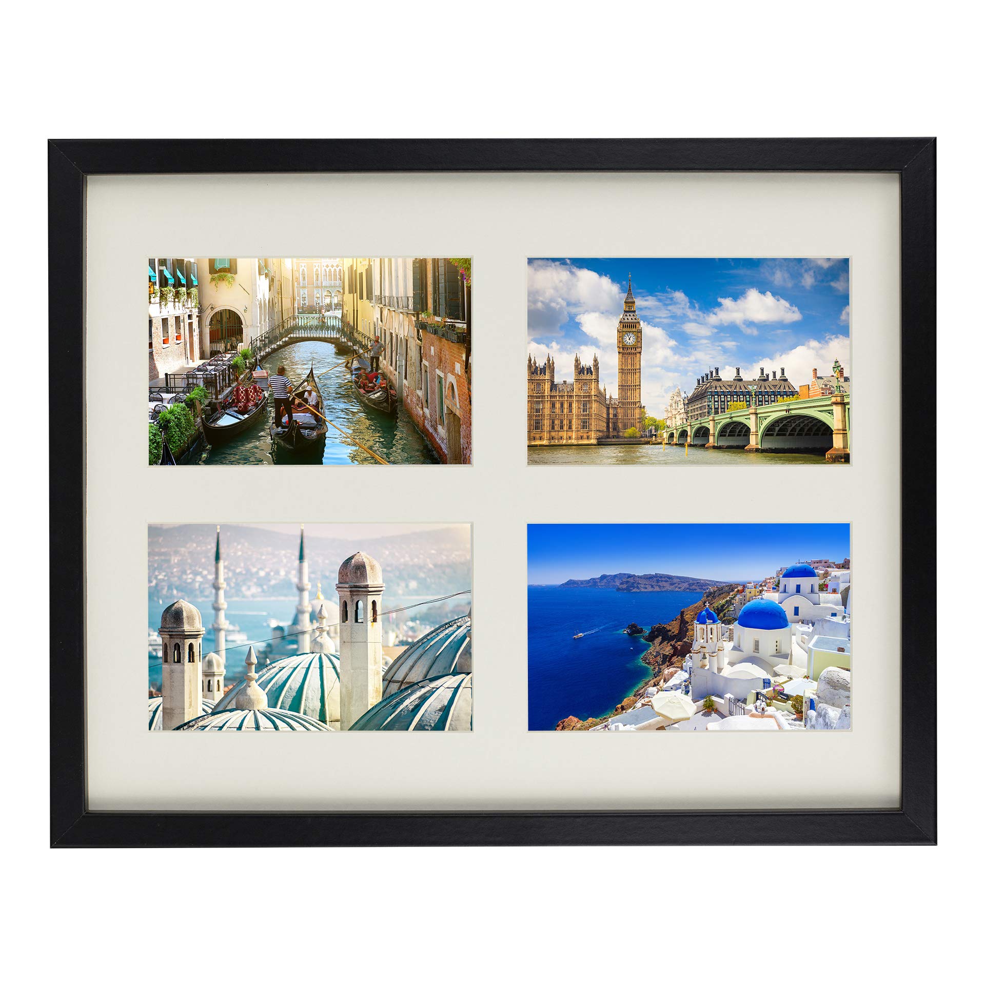 BD ART 11 x 14-Inch 4 Aperture Collage Photo Frame with mount for 4 pictures 4 x 6-Inch, BLACK