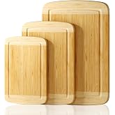 GuanQiao Cutting Boards for Kitchen (3-Piece)-Large Bamboo Cutting Board Non Toxic for Chopping Meat, Vegetables &amp; Fruit, Over the Sink Use