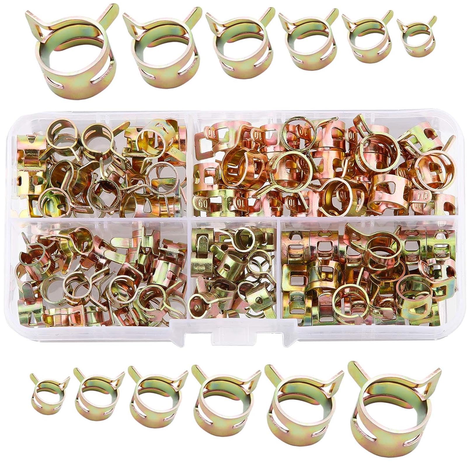 Pack of 150 Hose Spring Clamps Fuel Line Hose Clamps Attachment Hose Spring Clamp for Fuel Lines Water Pipes Air Hoses and Silicone Hoses, Hose Pipe Accessories