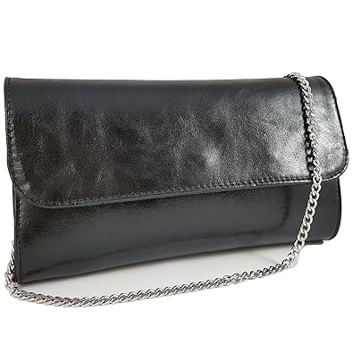 Freyday Echtleder Damen Clutch Tasche Abendtasche Muster Metallic 25x15cm