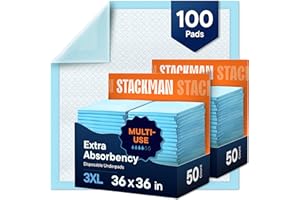 STACK MAN Chucks Pads Disposable Adult Underpads [100-Pack] 36"x36" XXXL Super-Absorbent Incontinence Bed Pads – Large Leak-Proof Mattress Protector Pee Pads for Adults, Seniors, Kids & Pets