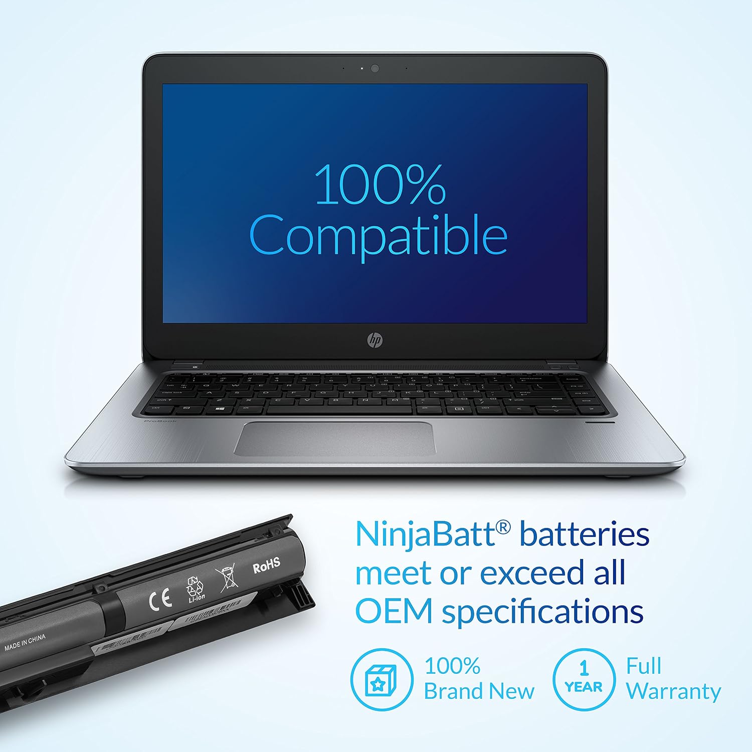 NinjaBatt Battery for HP V104 756743-001 VI04 ProBook 450 G2 455 440 756478-421 756745-001 756478-851 756478-422 756479-421 Envy 14 15 Series - Image 5