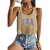 Women's American Flag Tank Top, USA Patriotic Sleeveless Crop Tops, 4th of July Camis Shirt