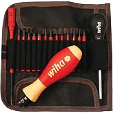 Wiha 28792 Insulated Torque Control Driver & SlimLine Blade Set, 16 Piece, 18–62 in-lb, Slotted, Phillips, Torx & Square, 100