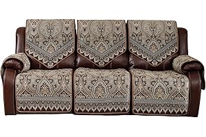 LUFEIJIASHI Waterproof Recliner Sofa Covers Non-Slip Recliner Couch Covers for 2 seat, Split Washable Jacquard Reclining Couch Covers Furniture Protecto (FLKF-Brown, 3 Seater)
