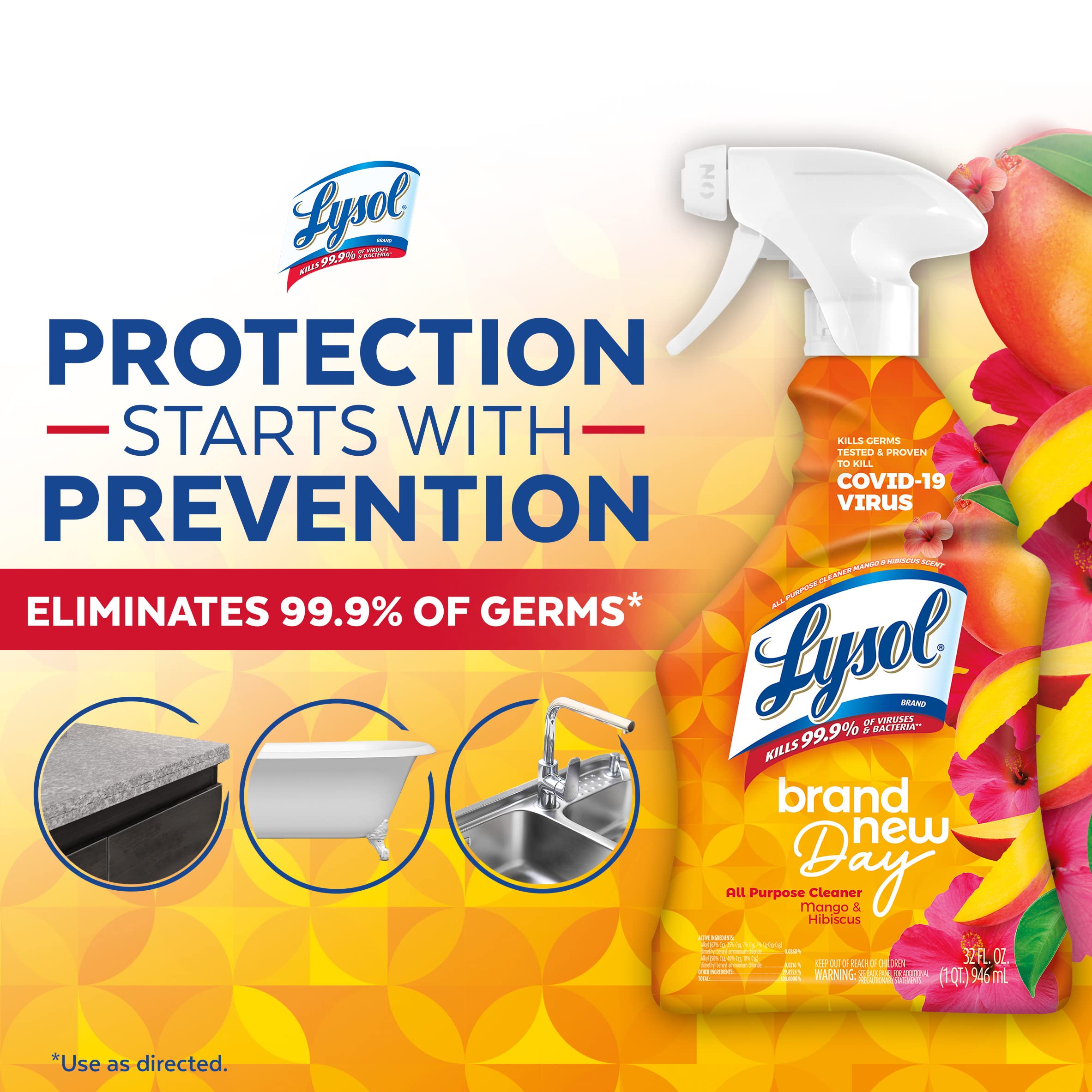 Lysol AllPurpose Cleaner, Sanitizing and Disinfecting Spray, To Clean and Deodorize, Mango