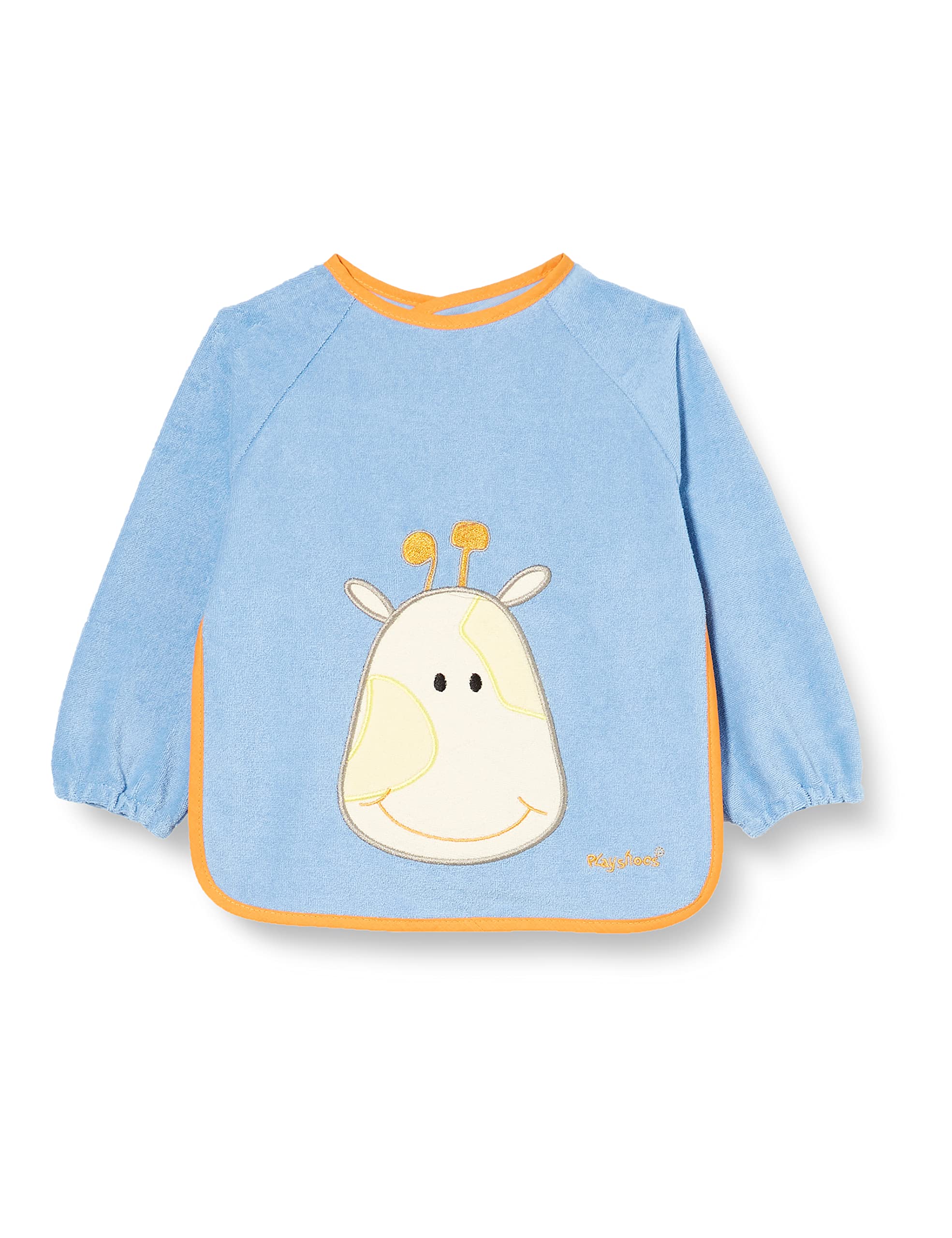 Playshoes 39 X 30cm Long Sleeve Baby Bib on The Back Foil Underlay (Blue)