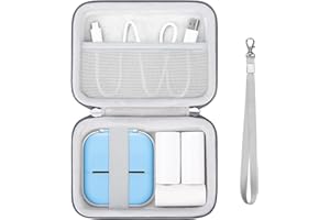 Supmay Hard Travel Case for T02 Mini Printer Sticker Printer, Wireless Mini Sticker Printer Machine Storage Holder Protection Case with Mesh Pocket fit Thermal Paper, Charging Cable, Grey