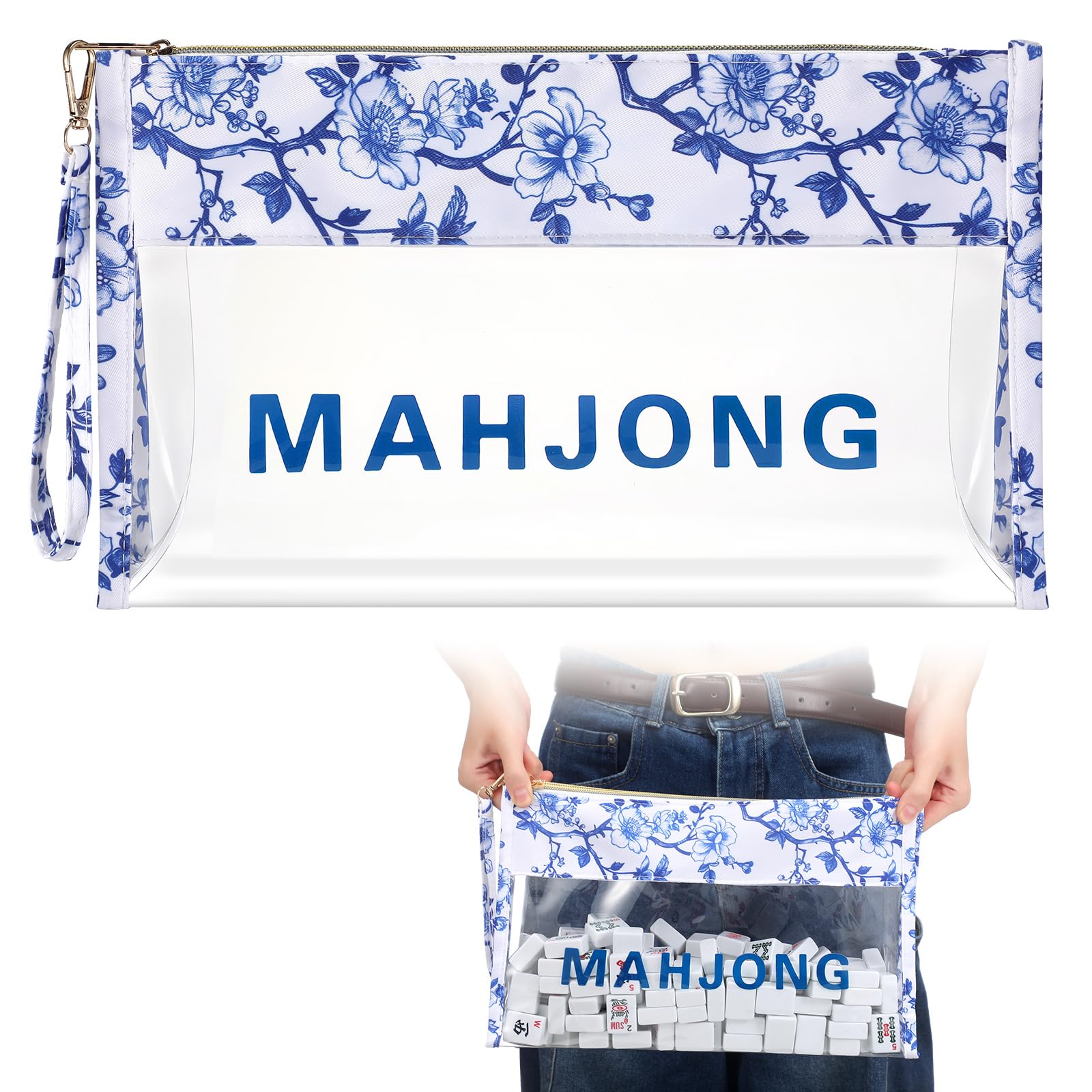Sanwuta Empty Mahjong Tile Bag, Clear Mahjong Case