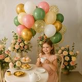 Isndare Sage Green Dusty Pink Balloons 35pc Confetti 12in Party Set view 3