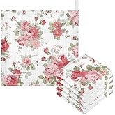 Bolaz Washcloths Set Bathroom Kitchen Wash Cloths Face Towels Wipes Cherry Blossoms Decorative 12x12 Inch 5 Pack
