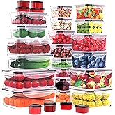 RockBerry 56 PCS Food Storage Containers with Lids Airtight- Plastic Container for Pantry Kitchen Organization-Microwave Dishwasher,Freezer Safe 100% Leak Proof (28 Stackable Boxes-28 Lids)